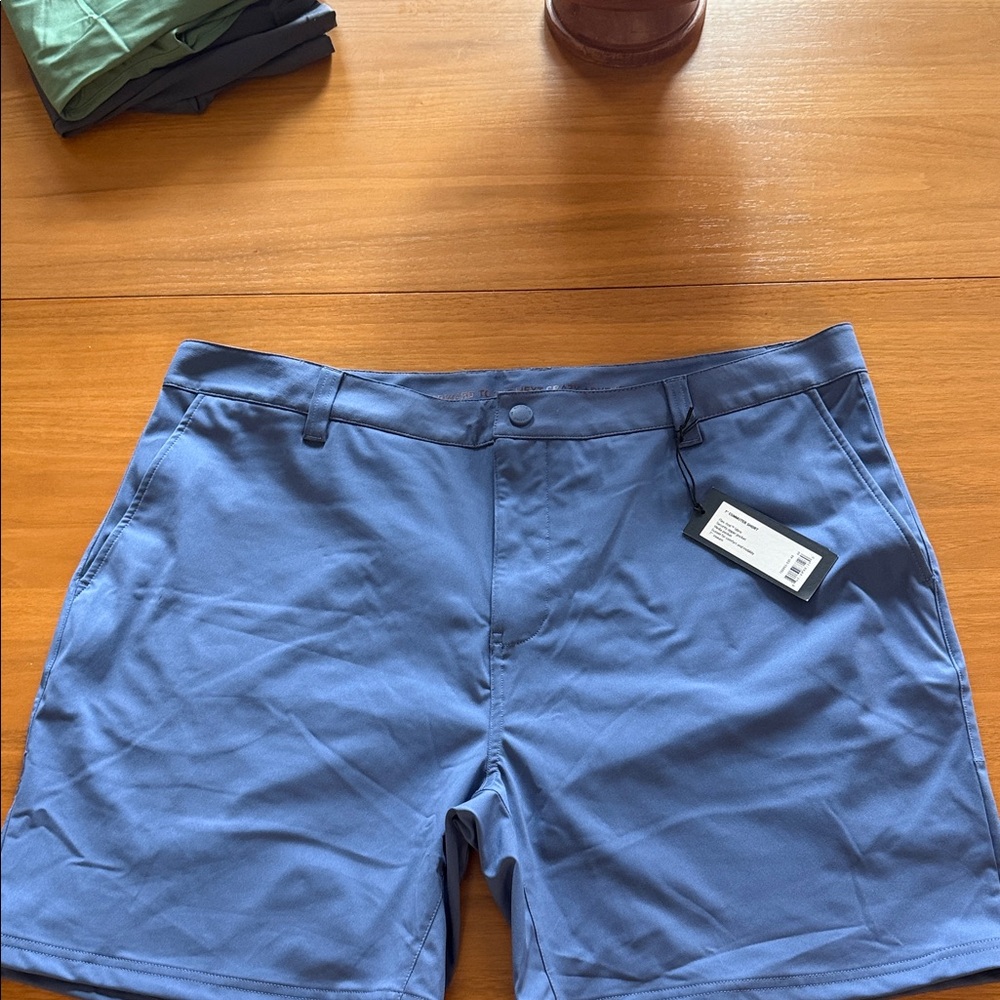 RHONE Men's Flat Front Blue Shorts